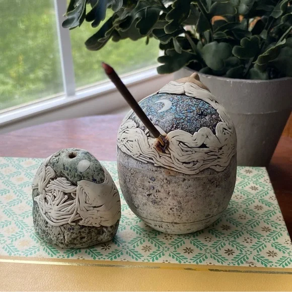 Incense Burners Handcrafted Porcelain Ceramic Art with Faces EUC - Picture 9 of 16